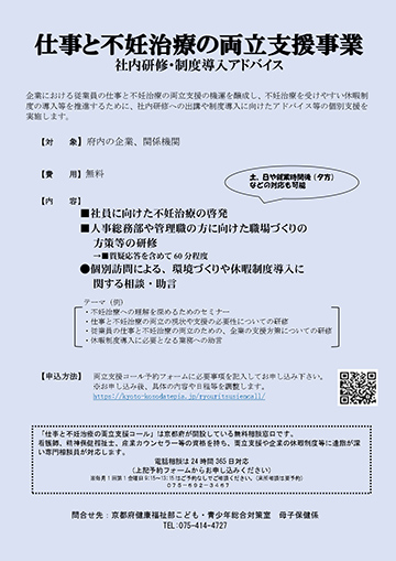 仕事と不妊治療の両立支援（社内研修、制度導入アドバイス）　リーフレット（R5年度版）